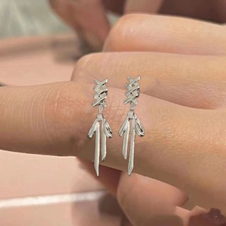 S925 Super Immortal Personality Versatile Silver Strap Bow Tie Earrings for Girls New Simple and Small Design Sense Earrings and Earrings