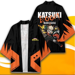 เสื้อคลุมกิโมโน เสื้อคาร์ดิแกน พิมพ์ลายการ์ตูนญี่ปุ่น My Hero Academia KATSUKI สไตล์ฮาราจูกุ