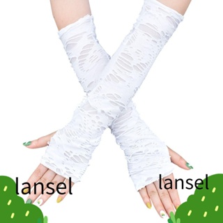 Lansel ถุงมือร็อค พังก์ ยาว สีดํา ตลก ไร้นิ้ว โกธิค ฮิปฮอป ดิสโก้ ดิสโก้ ฮาโลวีน