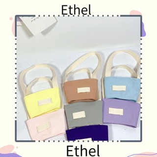 Ethel1 กระเป๋าถือ ผ้าแคนวาส พร้อมหูหิ้ว เป็นมิตรกับสิ่งแวดล้อม สําหรับใส่แก้วเครื่องดื่ม