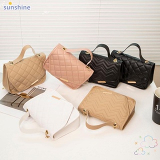 Ssunshine กระเป๋าเครื่องสําอาง สะพายไหล่ หนัง PU สายโซ่ แฟชั่น