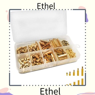 Ethel1 เมนบอร์ด PCB หกเหลี่ยม ทองเหลือง ตัวผู้ ตัวเมีย พร้อมสกรู น็อต คอลัมน์ทองแดง M3 สีทอง DIY 240 ชิ้น