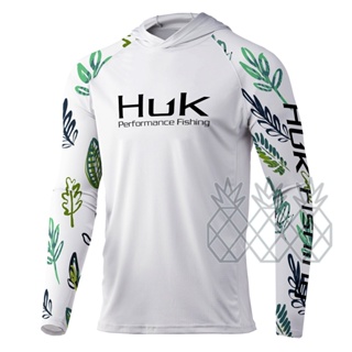 Huk เสื้อเชิ้ตแขนยาว ป้องกันรังสียูวี ระบายอากาศ สีขาว เหมาะกับใส่ตกปลา สําหรับผู้ชาย