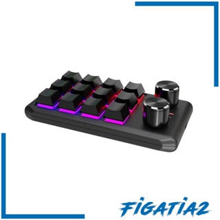 [Figatia2] คีย์บอร์ดบลูทูธ 12 คีย์ RGB LED พร้อมลูกบิด สําหรับเล่นเกม ออฟฟิศ PC