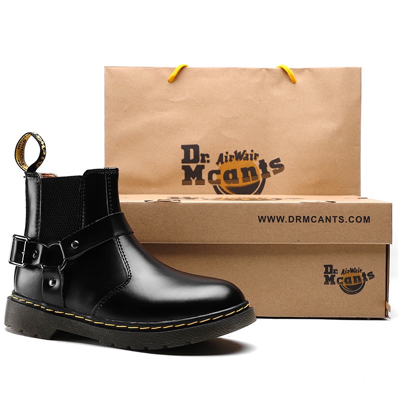 DR.MARTENS ดร.มาร์เทนส์ ดร. รองเท้าบูทมาร์ติน ข้อสั้น หนังวัวแท้ แต่งหัวเข็มขัด แฟชั่นคู่รัก สไตล์คลาสสิก สําหรับขี่รถจักรยานยนต์กลางแจ้ง RKDK