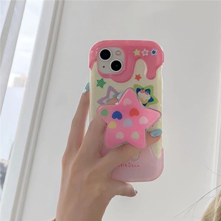 เคสโทรศัพท์มือถือซิลิโคน ลายดาวห้าแฉก สีชมพูครีม สไตล์เกาหลี สําหรับ Apple Iphone 14 11 12 13 pro max 13ProMax 11 12ProMax 14Pro