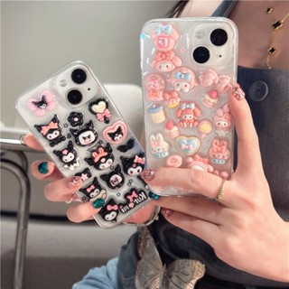 เคสโทรศัพท์มือถืออีพ็อกซี่ใส แบบนิ่ม ลายการ์ตูน Kuromi Melody สําหรับ Apple Iphone 14 11 12 13 pro max XR 11 12ProMax 13Promax XSMAX