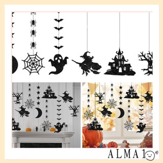 Alma แบนเนอร์แขวนตกแต่งฮาโลวีน เทศกาลผี บ้าน เครื่องประดับ แขวน DIY ผีกะโหลก สยองขวัญ อุปกรณ์ประกอบฉากประตู แขวน Helloween