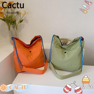 Cactu กระเป๋าสะพายไหล่ กระเป๋าถือ ความจุขนาดใหญ่ สีตัดกัน สําหรับสตรี