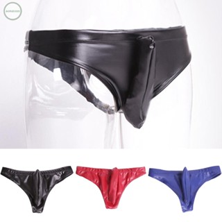 GORGEOUS~Underwear Striped Summer Swimwear Trunks Underpants Wetlook Faux Leather