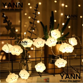 Yann1 สายไฟหิ่งห้อย PVC LED รูปก้อนเมฆยิ้ม ใช้แบตเตอรี่ กันน้ํา ประหยัดพลังงาน สําหรับตกแต่งสวน ปาร์ตี้