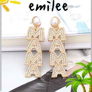 EMILEE เครื่องประดับ ต่างหูแฟชั่น ลายตัวอักษรคริสต์มาส 2 ชิ้น