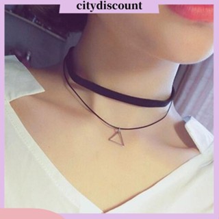 &lt;citydiscount&gt; สร้อยคอสั้น จี้สามเหลี่ยม สองชั้น แฟชั่นสไตล์เกาหลี สําหรับผู้หญิง