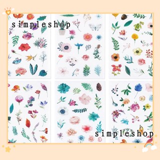 Simple สติกเกอร์กระดาษวาชิ ลายดอกไม้ หลากสี สําหรับตกแต่ง DIY 30 แผ่น