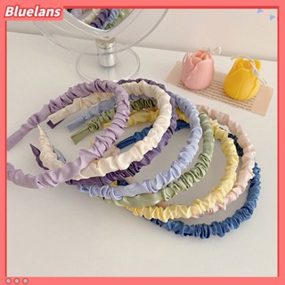 【 Bluelans 】ที่คาดผม ผ้าซาติน แต่งจับจีบ สีพื้น