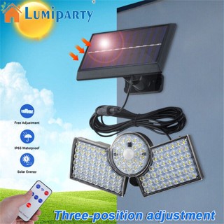 Lumiparty โคมไฟติดผนัง LED พลังงานแสงอาทิตย์ พร้อมเซนเซอร์จับการเคลื่อนไหว แบตเตอรี่ในตัว 1200mAh 6000-6500k 3 หัว สําหรับสวนกลางแจ้ง