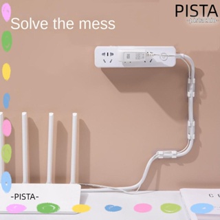 Pista คลิปหัวเข็มขัด ไม่ต้องเจาะสายไฟ มีกาวในตัว ทนทาน สีขาว สําหรับยึดสายเคเบิลติดผนังโต๊ะ