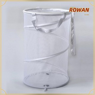 Rowans ตะกร้าซักผ้า ผ้าตาข่าย ขนาดใหญ่ พับได้ สีขาว และสีดํา สําหรับหอพักวิทยาลัย