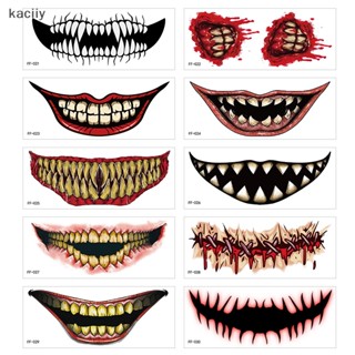 Kaciiy สติกเกอร์รอยสัก PVC กันน้ํา ปากใหญ่ ลายหน้ายิ้ม สําหรับฮาโลวีน 1 ชิ้น