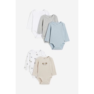 H&amp;M  Boy 5-pack long-sleeved bodysuits 0880118_1