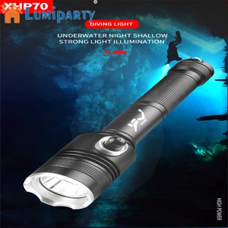 Lumiparty Xhp70 ไฟฉายดําน้ํา 3 ระดับ 1500-1800 Lumens สว่างมาก กันน้ํา สําหรับตกปลากลางคืน