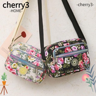 Cherry3 กระเป๋าเป้สะพายหลัง กระเป๋าสะพายไหล่ ผ้าไนล่อน พิมพ์ลายดอกไม้ สไตล์วินเทจ คลาสสิก สําหรับผู้หญิง