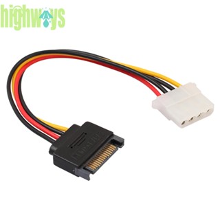 สายเคเบิลพาวเวอร์ SATA 15-Pin ตัวผู้ เป็น Molex 4-Pin ตัวเมีย 8 นิ้ว สําหรับ PCe Riser [highways.th]