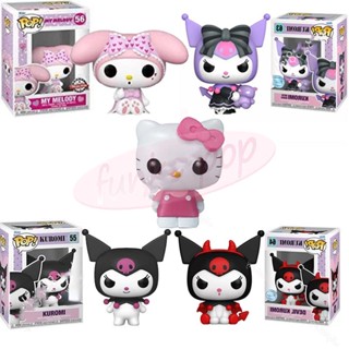 SANRIO Funko POP โมเดลฟิกเกอร์ ลาย Hello Kitty 56 Melody 55 Kuromi 63 สําหรับตกแต่งออฟฟิศ