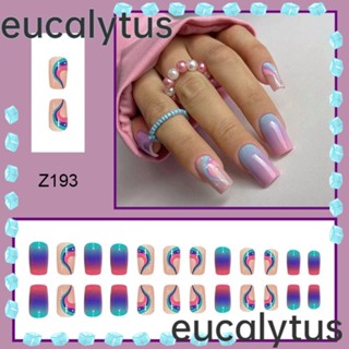 Eucalytus1 เล็บปลอม แต่งไล่โทนสีรุ้ง ถอดออกได้ DIY 24 ชิ้น