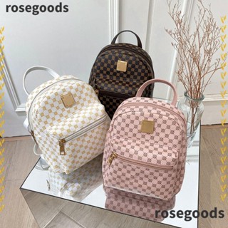 Rosegoods1 กระเป๋าเป้สะพายหลัง กระเป๋านักเรียน หนัง PU มีซิป สีชมพู และสีขาว สําหรับผู้หญิง