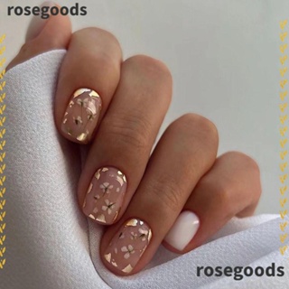 Rosegoods1 เล็บปลอมแฟชั่น ทรงกลม สั้น ถอดออกได้ สําหรับตกแต่งเล็บ DIY