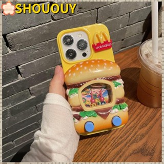 Shououy เคสโทรศัพท์มือถือ TPU กันตก ลายแฮมเบอร์เกอร์ตลก สร้างสรรค์ สําหรับ iPhone ผู้ชาย และผู้หญิง