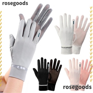 Rosegoods1 ถุงมือ ผ้าเรยอน แบบบาง ป้องกันรังสียูวี สําหรับขับขี่รถจักรยานยนต์ จักรยาน กีฬา