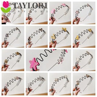 Taylor1 ที่คาดผม โลหะผสม กันลื่น ลายดอกไม้ สีดํา สไตล์ฝรั่งเศส สําหรับล้างหน้า กลางแจ้ง