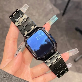 หรูหรา Strap + สําหรับ Smart Watch S11 10 46 มม.49 มม.7 6 5 SE 4 3 สแตนเลส Soild Band สําหรับ iWatch 41 มม.45 38/42 40/44 Link