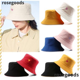 Rosegoods1 หมวกบักเก็ต ผ้าฝ้าย สองด้าน สไตล์ชาวประมง สําหรับคู่รัก