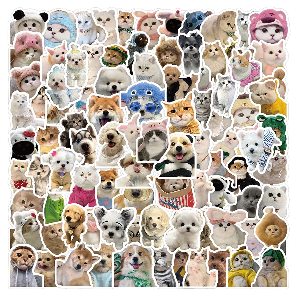 Tcuo 200 ชิ้นตลกน่ารักสัตว์เลี้ยงลูกสุนัขและสติ๊กเกอร์ลูกแมว-สติ๊กเกอร์สําหรับหมวกกันน็อค,จักรยาน,บัญชีมือ