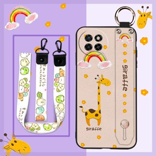 Shockproof Dirt-resistant Phone Case For Itel S23/S665L Cartoon Oil Painting Back Cover Kickstand Wristband Fashion Design