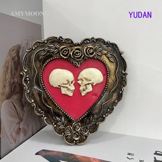 Yudan เครื่องประดับเรซิ่น รูปหัวกะโหลกหัวใจ โรแมนติก ฮาโลวีน งานฝีมือ