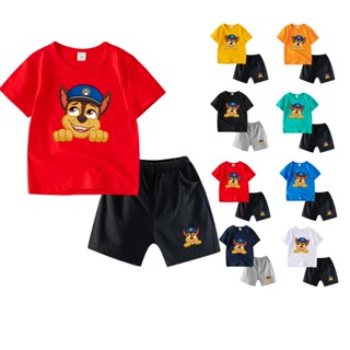 พร้อมส่ง เสื้อยืดแขนสั้น ผ้าฝ้าย 100% พิมพ์ลายการ์ตูน Paw Patrol 8 สี และกางเกง สําหรับเด็ก KA009