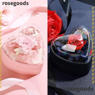 Rosegoods1 กล่องของขวัญ กล่องเครื่องประดับอะคริลิค ลายดอกไม้ หัวใจ วันวาเลนไทน์ คุณภาพสูง