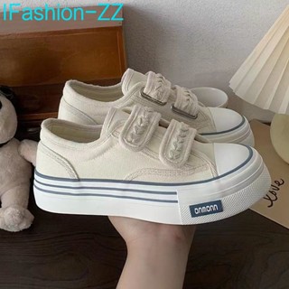 【⏰รองเท้าผ้าใบลําลอง รุ่น ulzzang Velcro สีขาว เข้ากับทุกการแต่งกาย สําหรับสตรี 2023