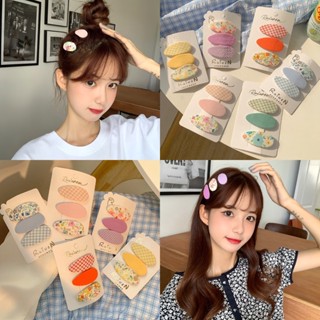 【หนึ่งคู่】สาวน่ารัก สีลูกกวาด กิ๊บเล็ก หวาน ดอกไม้ ผ้าปากเป็ด คลิป