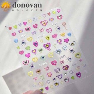 Donovan สติกเกอร์คริสตัล รูปหัวใจ ประดับเพชร สําหรับตกแต่งเล็บ DIY