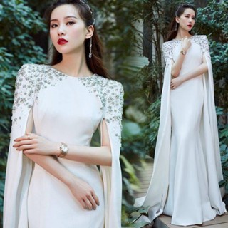 ชุดเดรสกี่เพ้า สีขาว สไตล์ใหม่ ใส่ไปงานเลี้ยงวันเกิด การแสดงบนเวที งานแต่งงาน สําหรับผู้หญิง 2023