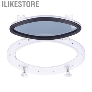 Ilikestore Boat Portlight  Sturdy Tempered Glass 0.2In Thickness White Oval Rv Port Hole for Marine Yacht