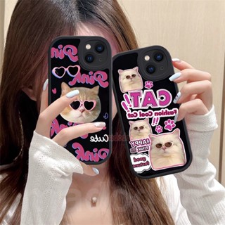 Soft Casing Realme C53 C55 C35 C31 C30 C30S C21 C17 C15 C12 C25 C25S C21Y C25Y C20 C11 2021 Narzo 20 30A 8 7 7I 6 6S 5i 5s 5 2 Pro C1 U1 X XT Cute good fortune Pink Fashion Cool Glasses Cat Oval Fine Hole Lens protection BFF Cartoon Phone Case XPN 77