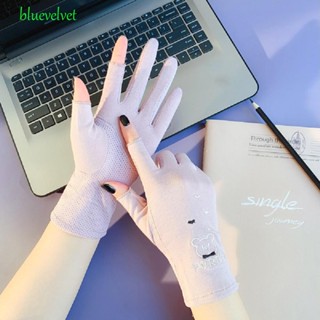 Bluevelvet ถุงมือขี่จักรยาน ลายหมีน่ารัก ป้องกันรังสียูวี เหมาะกับฤดูร้อน สําหรับผู้หญิง