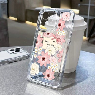 จัดส่งทันที เคสไอโฟน11 12 13 Pro max เคสแข็ง ดอกไม้สีชมพู pink flowers Clear Case For iPhone 11,12,13,12PM,13PM