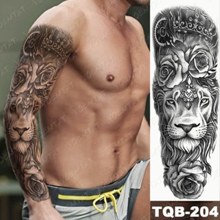 Lion Rose Tiger King Lobo Jaguar Wolf Tuba Man Woman Glitter Tatu Transfer Tattoo Semi Permanent Tattoo Sleeve Gomette Tato Art Sell Well